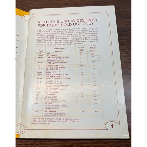 Oster Kitchen Center Owner's Manual Instructions Cookbook 1975 Vintage - Picture 5 of 8